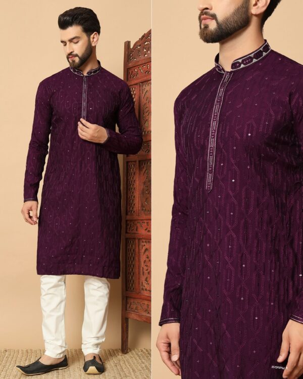 Utsav 7.0 Premium Silk With Embroidery sequins work all over kurta - Image 3