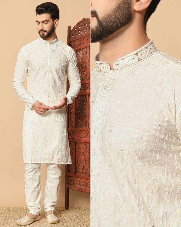Utsav 7.0 Premium Silk With Embroidery sequins work all over kurta - Image 4