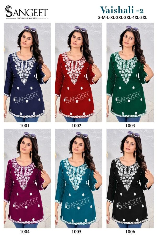 vaishali vol 2 series 1001-1006 cotton unique colours full stitch big size short tops - Image 4