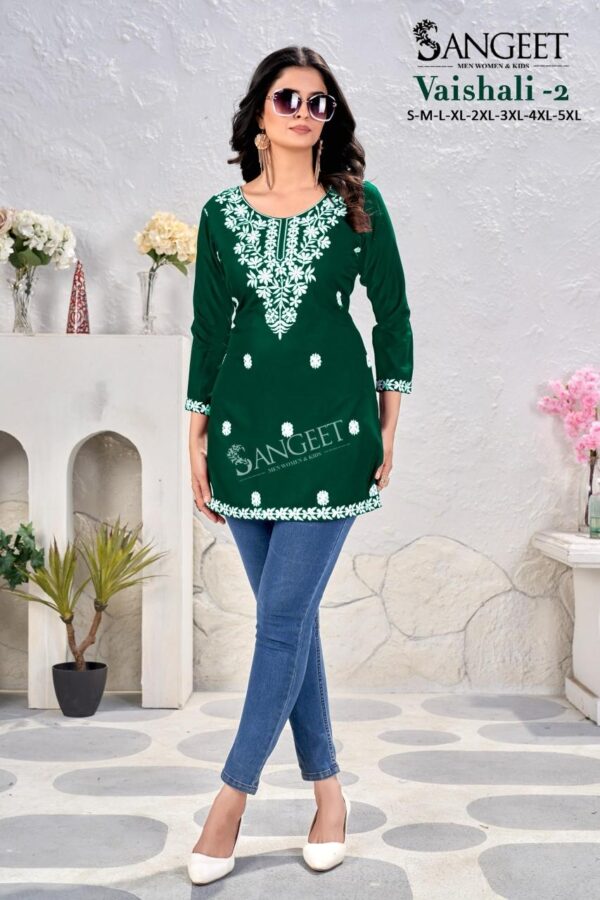 vaishali vol 2 series 1001-1006 cotton unique colours full stitch big size short tops - Image 9