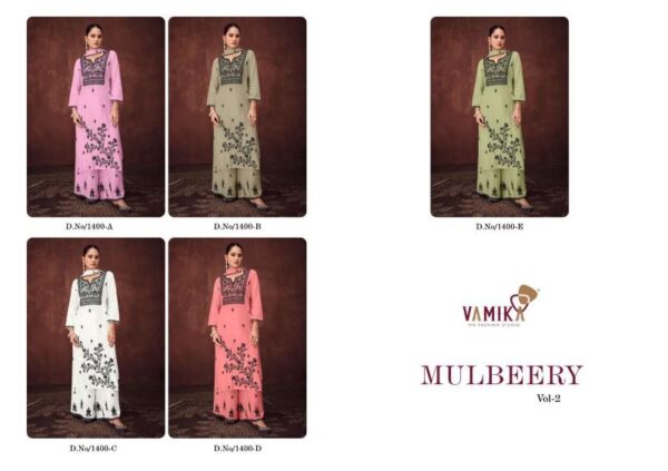 vamika mulbeery vol 2 series 1400 Hevy Viscos Reyon With Hevy Work wholesale suit - Image 7