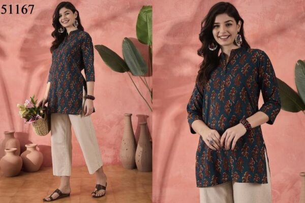 vritika series 51166-51171 cotton print readymade classic western top for girls - Image 4