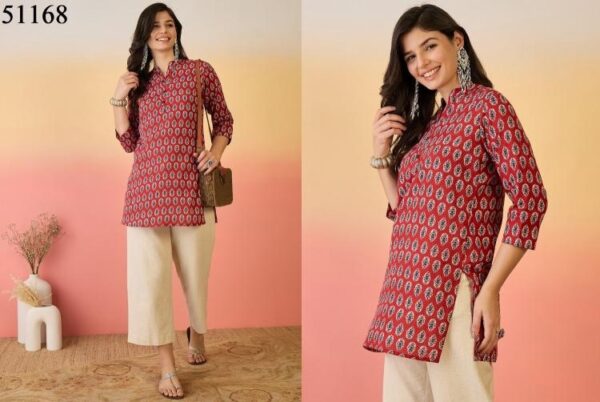 vritika series 51166-51171 cotton print readymade classic western top for girls - Image 5