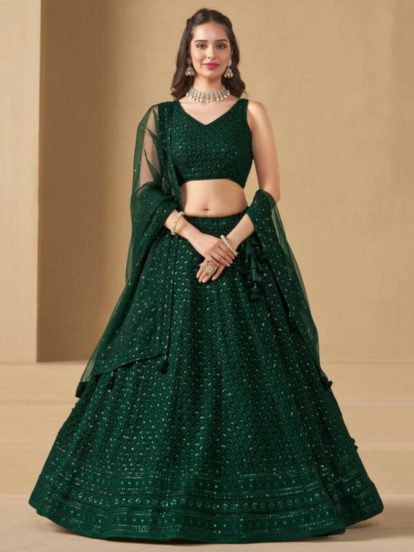 5124-Green Georgette wholesale lehenga