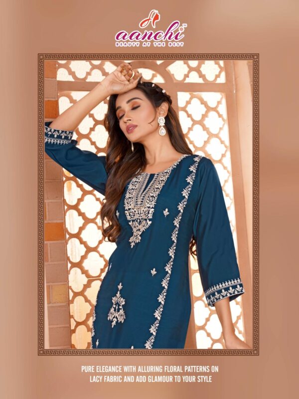 Aanchi classy series 100099-100102 roman silk wholesale kurti - Image 9