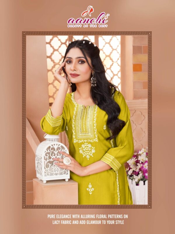 Aanchi classy series 100099-100102 roman silk wholesale kurti - Image 10