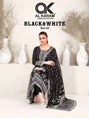 al karam - black and white vol 7   al karan black and white vol 7 7001 7006 series lawn cotton casual wear salwar kameez wholesale sura.jpeg