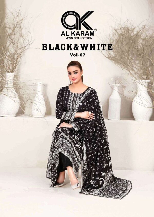 al karam - black and white vol 7   al karan black and white vol 7 7001 7006 series lawn cotton casual wear salwar kameez wholesale sura.jpeg