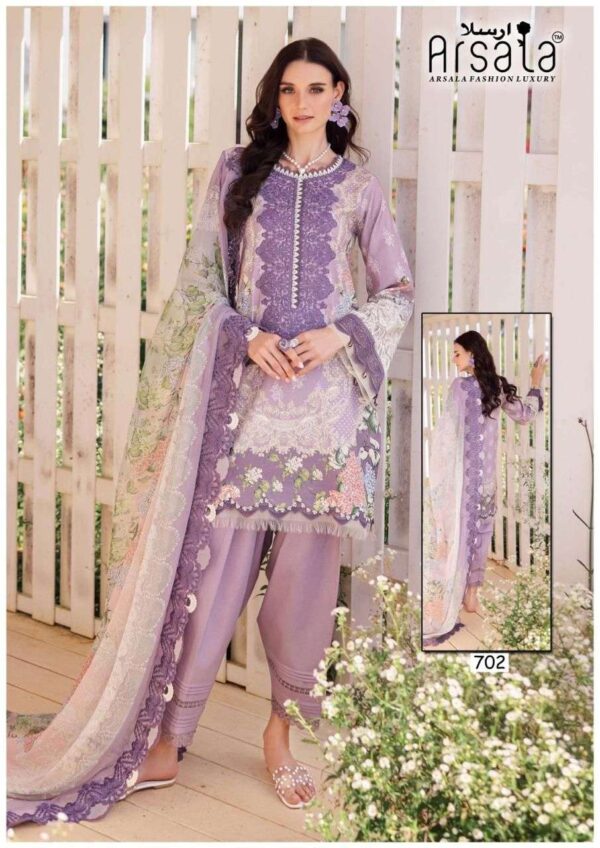 arsala fashion - amira vol-7   arsala amira vol 7 701 706 series cotton pakistani wear salwar suit supplier surat 2 2025 05 28 11 06 00.jpg arsala amira vol-7 701-706 series cotton pakistani wear salwar suit supplier surat Catalogue Name : 28th May 2025 Name of Product : arsala fashion - amira vol-7  No of Design : 6 Piece (MOQ : 1 Set) Product Rate Per Piece : ₹ 405 / Per Piece Product Full Catalogue Rate : ₹ 2430 (GST Extra) Full Catalogue Weight : 6 KG Product Type & Size: unstitched Product Details: 
					 
ARSALA FASHION   LUXURY BRAND

 TODAY WE ARE INTRODUCING OUR ONE MORE NEW CATALOGUE LUXURY PRET COLLECTION TO MAKE UNIQUE AND CLASSY COTTON WITH  BEST FABRICS

ARSALA FASHION  LUXURY AMIRA HEAVY COTTON LUXURY COLLECTION VOL.7

ALHUMDULLIAH TODAY AGAIN WE HAVE BROUGHT A LOT OF HARD WORK YOUR EYES WILL BE WIDE OPEN AFTER SEEING THIS FASHION SENSIBILITY SPECIALLY CREATE EXCELLENT DESIGNS PREMIUM QUALITY FABRICS  SPECIAL FOR YOU COMPLETELY NEW STYLE WITH YOUR BLESSING AND SUPPORT HOPE YOU LIKE All THE ARTICLES 

TOP PURE HEAVY LAWN COTTON  2.50 MTR

BOTTOM PURE HEAVY LAWN COTTON 2.00 MTR

DUPATTA PURE COTTON 2.25 MTR

Design 06

PRICE - 405+GST

EXCLUSIVE BAG  PACKING

FABRICS USED FOR BEST QUALITY RESULTS