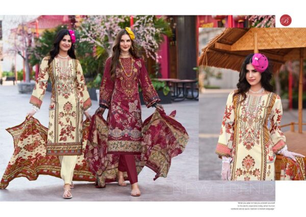 belliza designer studio - naira vol-109   belliza naira vol 109 pure cotton with heavy self embroidered party wear salwar kameez wholesale surat 7 2025 05 24 14 41 24.jpg belliza naira vol-109 pure cotton with heavy self embroidered party wear salwar kameez wholesale surat Catalogue Name : 24th May 2025 Name of Product : belliza designer studio - naira vol-109  No of Design : 8 Piece (MOQ : 1 Set) Product Rate Per Piece : ₹ 575 / Per Piece Product Full Catalogue Rate : ₹ 4600 (GST Extra) Full Catalogue Weight : 8 KG Product Type & Size: unstitched Product Details: 
					 NAIRA VOL 109 BY BELLIZA
 PURE MAL MAL COTTON DUPATTA
 SELF HEAVY EMBROIDERY WORK

BelliZa DesigNer StuDio

                     presents

             NAIRA VOL-109
 premium designer collection
                 
Top 100% Pure Cotton Digital Prints with Exclusive Heavy Self Embroidery (2.50 mtrs apx)

Dupatta 100% Pure MAL MAL Cotton Dupatta Digital Print* (2.30 mtrs apx)

Bottom 100% Pure Cotton (3 mtrs apx)

Pcs: 08

Rate: 575/-
 
Book Now
