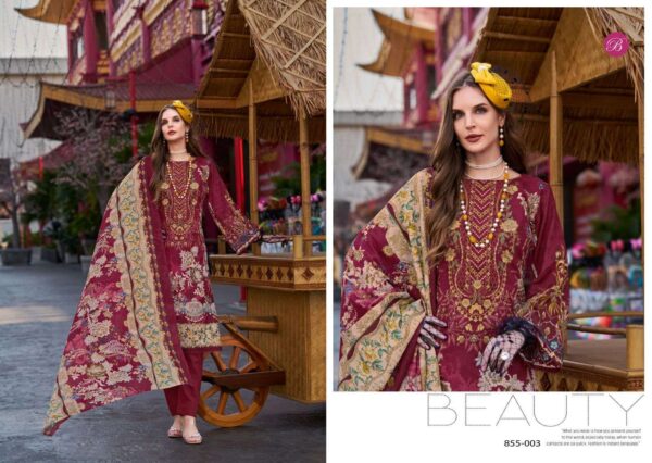 belliza designer studio - naira vol-109   belliza naira vol 109 pure cotton with heavy self embroidered party wear salwar kameez wholesale surat 8 2025 05 24 14 41 24.jpg belliza naira vol-109 pure cotton with heavy self embroidered party wear salwar kameez wholesale surat Catalogue Name : 24th May 2025 Name of Product : belliza designer studio - naira vol-109  No of Design : 8 Piece (MOQ : 1 Set) Product Rate Per Piece : ₹ 575 / Per Piece Product Full Catalogue Rate : ₹ 4600 (GST Extra) Full Catalogue Weight : 8 KG Product Type & Size: unstitched Product Details: 
					 NAIRA VOL 109 BY BELLIZA
 PURE MAL MAL COTTON DUPATTA
 SELF HEAVY EMBROIDERY WORK

BelliZa DesigNer StuDio

                     presents

             NAIRA VOL-109
 premium designer collection
                 
Top 100% Pure Cotton Digital Prints with Exclusive Heavy Self Embroidery (2.50 mtrs apx)

Dupatta 100% Pure MAL MAL Cotton Dupatta Digital Print* (2.30 mtrs apx)

Bottom 100% Pure Cotton (3 mtrs apx)

Pcs: 08

Rate: 575/-
 
Book Now