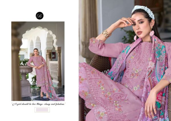 belliza designer studio - zoya vol-2   belliza zoya vol 2 colors exclusive latest designer stylish partyu wear salwar kameez wholesale surat 3 2025 05 21 16 01 09.jpg belliza zoya vol-2 colors exclusive latest designer stylish partyu wear salwar kameez wholesale surat Catalogue Name : 21st May 2025 Name of Product : belliza designer studio - zoya vol-2  No of Design : 6 Piece (MOQ : 1 Set) Product Rate Per Piece : ₹ 975 / Per Piece Product Full Catalogue Rate : ₹ 5850 (GST Extra) Full Catalogue Weight : 6 KG Product Type & Size: unstitched Product Details: 
					 
ZOYA VOL 2 BY BELLIZA
 PURE MAL MAL COTTON DUPATTA
 FULL HEAVY EMBROIDERY WORK

BelliZa DesigNer StuDio

                     presents

               ZOYA VOL 2
 premium designer collection
                 
Top: 100% Pure Cotton Lawn Full Heavy Karachi Embroidery Work + HEAVY DAMAN WORK (2.50 mtrs apx)

Dupatta: 100% Pure MAL MAL Cotton Dupatta Digital Print(2.30 mtrs apx)

Bottom: 100% Pure Cotton (3 mtrs apx)

Pcs: 06

 Rate: 975/- + GST 
 
 Book Now