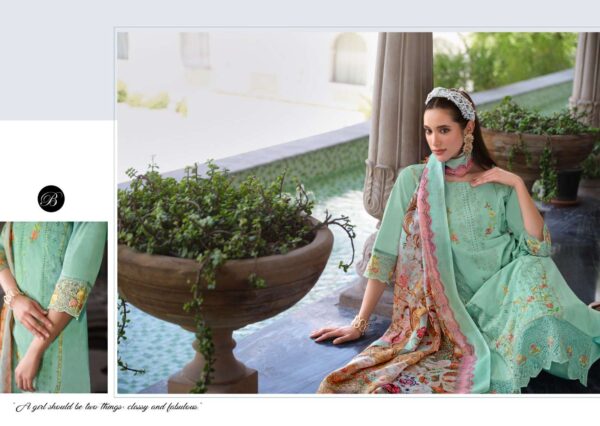 belliza designer studio - zoya vol-2   belliza zoya vol 2 colors exclusive latest designer stylish partyu wear salwar kameez wholesale surat 9 2025 05 21 16 01 09.jpg belliza zoya vol-2 colors exclusive latest designer stylish partyu wear salwar kameez wholesale surat Catalogue Name : 21st May 2025 Name of Product : belliza designer studio - zoya vol-2  No of Design : 6 Piece (MOQ : 1 Set) Product Rate Per Piece : ₹ 975 / Per Piece Product Full Catalogue Rate : ₹ 5850 (GST Extra) Full Catalogue Weight : 6 KG Product Type & Size: unstitched Product Details: 
					 
ZOYA VOL 2 BY BELLIZA
 PURE MAL MAL COTTON DUPATTA
 FULL HEAVY EMBROIDERY WORK

BelliZa DesigNer StuDio

                     presents

               ZOYA VOL 2
 premium designer collection
                 
Top: 100% Pure Cotton Lawn Full Heavy Karachi Embroidery Work + HEAVY DAMAN WORK (2.50 mtrs apx)

Dupatta: 100% Pure MAL MAL Cotton Dupatta Digital Print(2.30 mtrs apx)

Bottom: 100% Pure Cotton (3 mtrs apx)

Pcs: 06

 Rate: 975/- + GST 
 
 Book Now