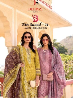 deepsy suits - bin saeed vol 14   deepsy suits bin saeed vol 14 1001 1006 series self embroidered cotton casual wear salwar kameez who.jpeg