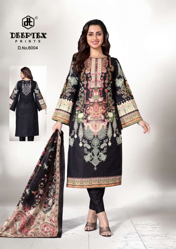 deeptex prints - roohi zara vol-6   deeptex roohi zara vol 6 6001 6006 series lawn designer casual wear salwar kameez wholesale surat 3 2025 05 20 13 47 39.jpg deeptex roohi zara vol-6 6001-6006 series lawn designer casual wear salwar kameez wholesale surat Catalogue Name : 20th May 2025 Name of Product : deeptex prints - roohi zara vol-6  No of Design : 8 Piece (MOQ : 1 Set) Product Rate Per Piece : ₹ 465 / Per Piece Product Full Catalogue Rate : ₹ 3720 (GST Extra) Full Catalogue Weight : 8 KG Product Type & Size: unstitched Product Details: 
					 DEEPTEX PRINTS

     New Launch 

ROOHI ZARA KARACHI VOL-6

8 piece catalogue

TOP:-HEAVY POPLIN LAWN
BOTTOM:-HEAVY LAWN
DUPATTA:-HEAVY MAL MAL COTTON

(CUT:-2.50+2.00+2.25)

RATE:- 465+GST


BOOK YOUR ORDER NOW

In Deeptex Brand Payment Mode hand to hand
No return No exchange