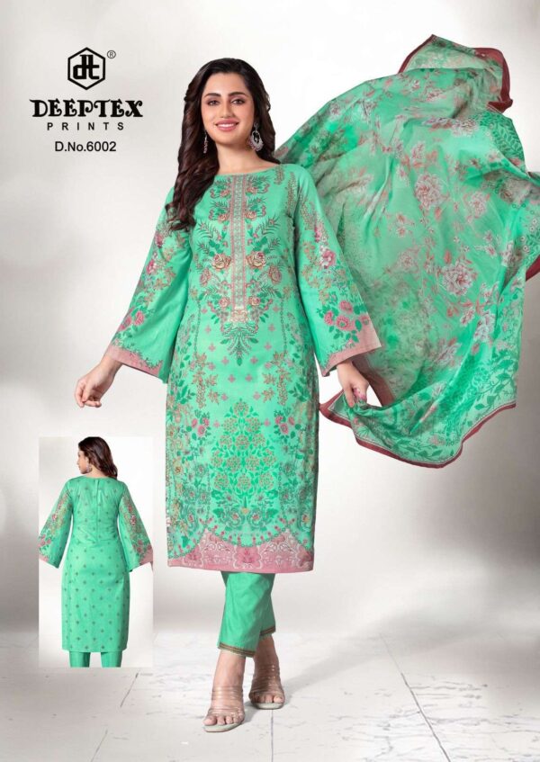 deeptex prints - roohi zara vol-6   deeptex roohi zara vol 6 6001 6006 series lawn designer casual wear salwar kameez wholesale surat 6 2025 05 20 13 47 39.jpg deeptex roohi zara vol-6 6001-6006 series lawn designer casual wear salwar kameez wholesale surat Catalogue Name : 20th May 2025 Name of Product : deeptex prints - roohi zara vol-6  No of Design : 8 Piece (MOQ : 1 Set) Product Rate Per Piece : ₹ 465 / Per Piece Product Full Catalogue Rate : ₹ 3720 (GST Extra) Full Catalogue Weight : 8 KG Product Type & Size: unstitched Product Details: 
					 DEEPTEX PRINTS

     New Launch 

ROOHI ZARA KARACHI VOL-6

8 piece catalogue

TOP:-HEAVY POPLIN LAWN
BOTTOM:-HEAVY LAWN
DUPATTA:-HEAVY MAL MAL COTTON

(CUT:-2.50+2.00+2.25)

RATE:- 465+GST


BOOK YOUR ORDER NOW

In Deeptex Brand Payment Mode hand to hand
No return No exchange