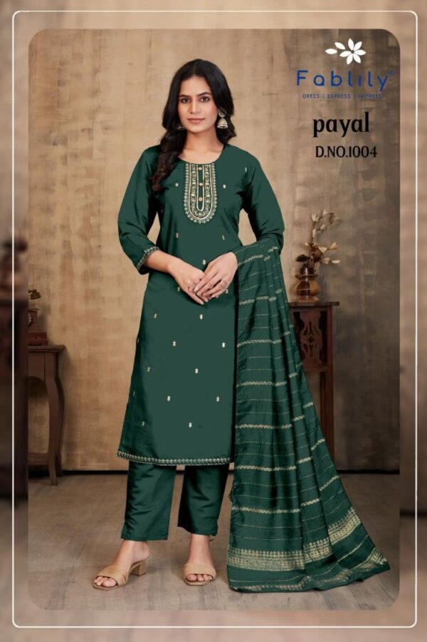 fablily payal vol 1 series 1001-1008 roman silk wholesale suit  fablily payal vol 1 series 1001-1008 roman silk wholesale suit , fablily payal vol 1 series 1001-1008 roman silk wholesale suit  surat, fablily payal vol 1 series 1001-1008 roman silk wholesale suit  new latest catalog, fablily payal vol 1 series 1001-1008 roman silk wholesale suit  wholesale surat, fablily payal vol 1 series 1001-1008 roman silk wholesale suit  single, fablily payal vol 1 series 1001-1008 roman silk wholesale suit  catalog price, fablily payal vol 1 series 1001-1008 roman silk wholesale suit  salwar suit, fablily payal vol 1 series 1001-1008 roman silk wholesale suit  dresses, fablily payal vol 1 series 1001-1008 roman silk wholesale suit  indian salwar suit, fablily payal vol 1 series 1001-1008 roman silk wholesale suit  dress material fablily payal vol 1 series 1001 1008 roman silk wholesale suit 1 2025 05 17 18 06 21 
                     fablily payal vol 1 series 1001-1008 roman silk wholesale suit 
                     
                     
                     
                     Specification :
                     
                        
                           
						   
								Product Date:
								17-05-2025
							
                             							
								Name:
								Fablily Payal Vol 1 Series 1001-1008 Roman Silk Wholesale Suit 
							
																					
								Cname:
								Payal Vol 1
							
														
								Brand:
								Fablily
							

														
								Total Design:
								8 Pcs
							
							
														
								Per Piece Rate:
								INR 745
							
							
														
								Full Catalog Rate:
								INR 5960								+ (5 % GST) + Shipping Charge
								
							
							
														
								Weight:
								8 Kg
							
																					
								Moq:
								Minimum 8 Pcs
							
							
							
														
								Type:
								Readymade Suits
							
							


														
								Fabric:
								
									Roman Silk								
							
																																																	
							
							
														
								Other Details:
								
	
		
			
			NAME:    

			 PAYAL Kurti Bottom With Dupatta Collection

			AVG. RATE :    INR 745/- 

			
			BRAND :    FABLILY
			Designs :   8
			Size :    m, l, xl, xxl, xxxl,
			Fabric :    Top: PURE ROMAN SILK And HEAVY EMBROIDERY with INNER | Bottom: pure silk with pocket and miyani | Dupatta: chanderi jacquard with sequins