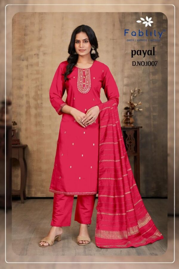 fablily payal vol 1 series 1001-1008 roman silk wholesale suit  fablily payal vol 1 series 1001-1008 roman silk wholesale suit , fablily payal vol 1 series 1001-1008 roman silk wholesale suit  surat, fablily payal vol 1 series 1001-1008 roman silk wholesale suit  new latest catalog, fablily payal vol 1 series 1001-1008 roman silk wholesale suit  wholesale surat, fablily payal vol 1 series 1001-1008 roman silk wholesale suit  single, fablily payal vol 1 series 1001-1008 roman silk wholesale suit  catalog price, fablily payal vol 1 series 1001-1008 roman silk wholesale suit  salwar suit, fablily payal vol 1 series 1001-1008 roman silk wholesale suit  dresses, fablily payal vol 1 series 1001-1008 roman silk wholesale suit  indian salwar suit, fablily payal vol 1 series 1001-1008 roman silk wholesale suit  dress material fablily payal vol 1 series 1001 1008 roman silk wholesale suit 3 2025 05 17 18 06 21 
                     fablily payal vol 1 series 1001-1008 roman silk wholesale suit 
                     
                     
                     
                     Specification :
                     
                        
                           
						   
								Product Date:
								17-05-2025
							
                             							
								Name:
								Fablily Payal Vol 1 Series 1001-1008 Roman Silk Wholesale Suit 
							
																					
								Cname:
								Payal Vol 1
							
														
								Brand:
								Fablily
							

														
								Total Design:
								8 Pcs
							
							
														
								Per Piece Rate:
								INR 745
							
							
														
								Full Catalog Rate:
								INR 5960								+ (5 % GST) + Shipping Charge
								
							
							
														
								Weight:
								8 Kg
							
																					
								Moq:
								Minimum 8 Pcs
							
							
							
														
								Type:
								Readymade Suits
							
							


														
								Fabric:
								
									Roman Silk								
							
																																																	
							
							
														
								Other Details:
								
	
		
			
			NAME:    

			 PAYAL Kurti Bottom With Dupatta Collection

			AVG. RATE :    INR 745/- 

			
			BRAND :    FABLILY
			Designs :   8
			Size :    m, l, xl, xxl, xxxl,
			Fabric :    Top: PURE ROMAN SILK And HEAVY EMBROIDERY with INNER | Bottom: pure silk with pocket and miyani | Dupatta: chanderi jacquard with sequins