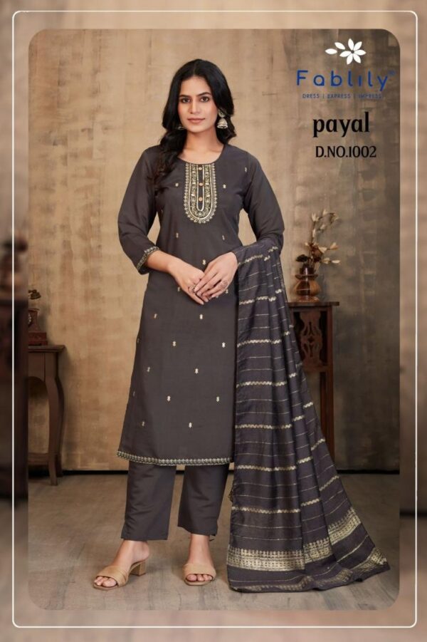 fablily payal vol 1 series 1001-1008 roman silk wholesale suit  fablily payal vol 1 series 1001-1008 roman silk wholesale suit , fablily payal vol 1 series 1001-1008 roman silk wholesale suit  surat, fablily payal vol 1 series 1001-1008 roman silk wholesale suit  new latest catalog, fablily payal vol 1 series 1001-1008 roman silk wholesale suit  wholesale surat, fablily payal vol 1 series 1001-1008 roman silk wholesale suit  single, fablily payal vol 1 series 1001-1008 roman silk wholesale suit  catalog price, fablily payal vol 1 series 1001-1008 roman silk wholesale suit  salwar suit, fablily payal vol 1 series 1001-1008 roman silk wholesale suit  dresses, fablily payal vol 1 series 1001-1008 roman silk wholesale suit  indian salwar suit, fablily payal vol 1 series 1001-1008 roman silk wholesale suit  dress material fablily payal vol 1 series 1001 1008 roman silk wholesale suit 4 2025 05 17 18 06 21 
                     fablily payal vol 1 series 1001-1008 roman silk wholesale suit 
                     
                     
                     
                     Specification :
                     
                        
                           
						   
								Product Date:
								17-05-2025
							
                             							
								Name:
								Fablily Payal Vol 1 Series 1001-1008 Roman Silk Wholesale Suit 
							
																					
								Cname:
								Payal Vol 1
							
														
								Brand:
								Fablily
							

														
								Total Design:
								8 Pcs
							
							
														
								Per Piece Rate:
								INR 745
							
							
														
								Full Catalog Rate:
								INR 5960								+ (5 % GST) + Shipping Charge
								
							
							
														
								Weight:
								8 Kg
							
																					
								Moq:
								Minimum 8 Pcs
							
							
							
														
								Type:
								Readymade Suits
							
							


														
								Fabric:
								
									Roman Silk								
							
																																																	
							
							
														
								Other Details:
								
	
		
			
			NAME:    

			 PAYAL Kurti Bottom With Dupatta Collection

			AVG. RATE :    INR 745/- 

			
			BRAND :    FABLILY
			Designs :   8
			Size :    m, l, xl, xxl, xxxl,
			Fabric :    Top: PURE ROMAN SILK And HEAVY EMBROIDERY with INNER | Bottom: pure silk with pocket and miyani | Dupatta: chanderi jacquard with sequins