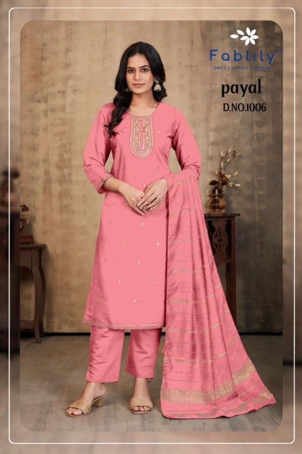 fablily payal vol 1 series 1001-1008 roman silk wholesale suit  fablily payal vol 1 series 1001-1008 roman silk wholesale suit , fablily payal vol 1 series 1001-1008 roman silk wholesale suit  surat, fablily payal vol 1 series 1001-1008 roman silk wholesale suit  new latest catalog, fablily payal vol 1 series 1001-1008 roman silk wholesale suit  wholesale surat, fablily payal vol 1 series 1001-1008 roman silk wholesale suit  single, fablily payal vol 1 series 1001-1008 roman silk wholesale suit  catalog price, fablily payal vol 1 series 1001-1008 roman silk wholesale suit  salwar suit, fablily payal vol 1 series 1001-1008 roman silk wholesale suit  dresses, fablily payal vol 1 series 1001-1008 roman silk wholesale suit  indian salwar suit, fablily payal vol 1 series 1001-1008 roman silk wholesale suit  dress material fablily payal vol 1 series 1001 1008 roman silk wholesale suit 7 2025 05 17 18 06 22 
                     fablily payal vol 1 series 1001-1008 roman silk wholesale suit 
                     
                     
                     
                     Specification :
                     
                        
                           
						   
								Product Date:
								17-05-2025
							
                             							
								Name:
								Fablily Payal Vol 1 Series 1001-1008 Roman Silk Wholesale Suit 
							
																					
								Cname:
								Payal Vol 1
							
														
								Brand:
								Fablily
							

														
								Total Design:
								8 Pcs
							
							
														
								Per Piece Rate:
								INR 745
							
							
														
								Full Catalog Rate:
								INR 5960								+ (5 % GST) + Shipping Charge
								
							
							
														
								Weight:
								8 Kg
							
																					
								Moq:
								Minimum 8 Pcs
							
							
							
														
								Type:
								Readymade Suits
							
							


														
								Fabric:
								
									Roman Silk								
							
																																																	
							
							
														
								Other Details:
								
	
		
			
			NAME:    

			 PAYAL Kurti Bottom With Dupatta Collection

			AVG. RATE :    INR 745/- 

			
			BRAND :    FABLILY
			Designs :   8
			Size :    m, l, xl, xxl, xxxl,
			Fabric :    Top: PURE ROMAN SILK And HEAVY EMBROIDERY with INNER | Bottom: pure silk with pocket and miyani | Dupatta: chanderi jacquard with sequins