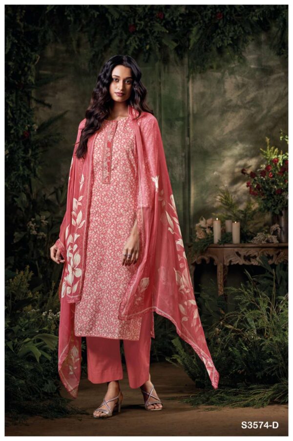 ganga - cianna 3574   ganga cianna 3574 cotton with embroidered salwar suit collection online surat 0 2025 05 31 14 51 10.jpg ganga cianna 3574 cotton with embroidered salwar suit collection online surat Catalogue Name : 31st May 2025 Name of Product : ganga - cianna 3574  No of Design : 4 Piece (MOQ : 1 Set) Product Rate Per Piece : ₹ 1235 / Per Piece Product Full Catalogue Rate : ₹ 4940 (GST Extra) Full Catalogue Weight : 4 KG Product Type & Size: unstitched Product Details: 
					 GANGA
Presents

CIANNA 3574

TOP
PREMIUM COTTON PRINTED WITH EMBROIDERY, SOLID COTTON BORDER ON DAMAN.

BOTTOM
PREMIUM COTTON SOLID COLOR.

DUPATTA
PREMIUM PURE CHIFFON PRINTED.

RATE:
1235/-