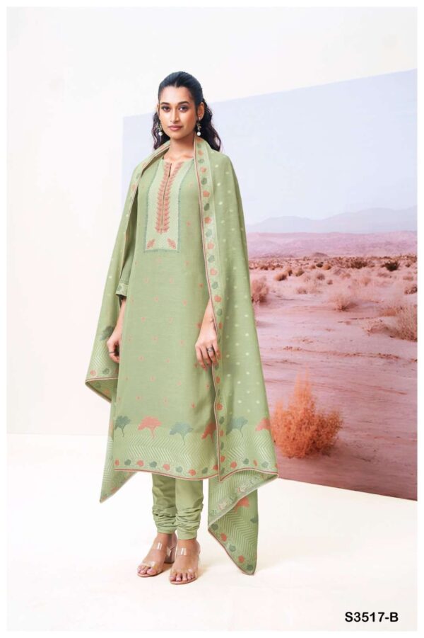 ganga - cracia 3517   ganga cracia 3517 viscose silk with embroidered salwar kameez wholesale surat 1 2025 05 24 15 42 17.jpg ganga cracia 3517 viscose silk with embroidered salwar kameez wholesale surat Catalogue Name : 24th May 2025 Name of Product : ganga - cracia 3517  No of Design : 2 Piece (MOQ : 1 Set) Product Rate Per Piece : ₹ 2495 / Per Piece Product Full Catalogue Rate : ₹ 4990 (GST Extra) Full Catalogue Weight : 2 KG Product Type & Size: unstitched Product Details: 
					 GANGA
Presents

CRACIA 3517

TOP
PREMIUM PURE VISCOSE SILK
JACOUARD WITH HAND
EMBROIDERY, SWAROVSKI WORK,
CROCHET LACE ON DAMAN.

BOTTOM
PREMIUM COTTON SOLID COLOR

DUPATTA
PREMIUM VISCOSE SILK JACOUARD
WITH CROCHET LACE BORDER.

RATE:
2495/-