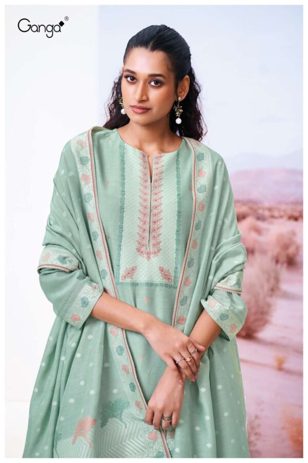 ganga - cracia 3517   ganga cracia 3517 viscose silk with embroidered salwar kameez wholesale surat 3 2025 05 24 15 42 17.jpg ganga cracia 3517 viscose silk with embroidered salwar kameez wholesale surat Catalogue Name : 24th May 2025 Name of Product : ganga - cracia 3517  No of Design : 2 Piece (MOQ : 1 Set) Product Rate Per Piece : ₹ 2495 / Per Piece Product Full Catalogue Rate : ₹ 4990 (GST Extra) Full Catalogue Weight : 2 KG Product Type & Size: unstitched Product Details: 
					 GANGA
Presents

CRACIA 3517

TOP
PREMIUM PURE VISCOSE SILK
JACOUARD WITH HAND
EMBROIDERY, SWAROVSKI WORK,
CROCHET LACE ON DAMAN.

BOTTOM
PREMIUM COTTON SOLID COLOR

DUPATTA
PREMIUM VISCOSE SILK JACOUARD
WITH CROCHET LACE BORDER.

RATE:
2495/-