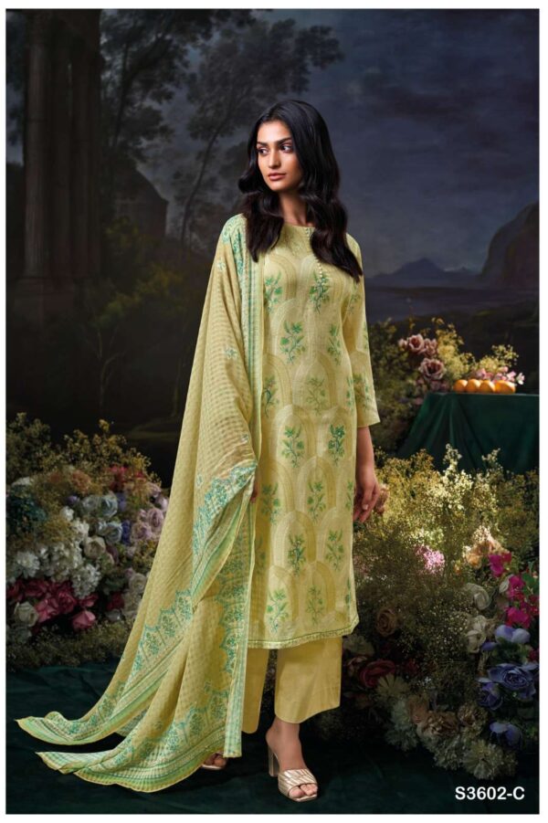 ganga - gigi 3602   ganga gigi 3602 premium cotton with embroidered casual wear suit supplier surat 5 2025 05 27 15 59 08.jpg ganga gigi 3602 premium cotton with embroidered casual wear suit supplier surat Catalogue Name : 27th May 2025 Name of Product : ganga - gigi 3602  No of Design : 4 Piece (MOQ : 1 Set) Product Rate Per Piece : ₹ 1525 / Per Piece Product Full Catalogue Rate : ₹ 6100 (GST Extra) Full Catalogue Weight : 4 KG Product Type & Size: unstitched Product Details: 
					 GANGA
Presents

GIGI 3602

TOP
PREMIUM COTTON MAL PRINTED
WITH HAND EMBROIDERY, HAND WORK.

BOTTOM
PREMIUM COTTON SOLID COLOR

DUPATTA
PREMIUM COTTON MALPATTERN PRINTED.

RATE:
1525/-