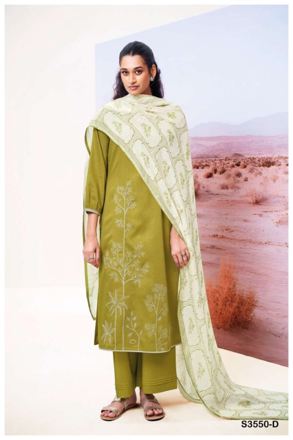ganga - isheeta 3550   ganga isheeta 3550 cotton silk with embroidered exclusive designer salwar kameez wholesale surat 1 2025 05 23 11 43 47.jpg ganga isheeta 3550 cotton silk with embroidered exclusive designer salwar kameez wholesale surat Catalogue Name : 23rd May 2025 Name of Product : ganga - isheeta 3550  No of Design : 4 Piece (MOQ : 1 Set) Product Rate Per Piece : ₹ 1940 / Per Piece Product Full Catalogue Rate : ₹ 7760 (GST Extra) Full Catalogue Weight : 4 KG Product Type & Size: unstitched Product Details: 
					 GANGA
Presents

ISHEETA 3550

TOP
PREMIUM COTTON SILK SATIN
SOLID COLOR WITH EMBROIDERY, SATIN PRINTED BORDER LACE ON DAMAN & SLEEVES.

воТтом
PREMIUM COTTON SILK SOLID COLOR.

DUPATTA
PREMIUM PURE LINEN JACOUARD
PRINTED WITH SATIN SOLID COLOR BORDER.

RATE:
1940/-