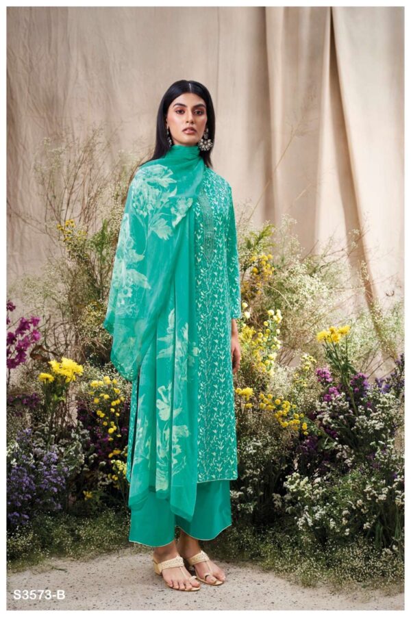 ganga - johitha 3573   ganga johitha 3573 cotton print with embroidered casual wear suit supplier 1 2025 05 27 16 52 47.jpg ganga johitha 3573 cotton print with embroidered casual wear suit supplier  Catalogue Name : 27th May 2025 Name of Product : ganga - johitha 3573  No of Design : 4 Piece (MOQ : 1 Set) Product Rate Per Piece : ₹ 1235 / Per Piece Product Full Catalogue Rate : ₹ 4940 (GST Extra) Full Catalogue Weight : 4 KG Product Type & Size: unstitched Product Details: 
					 GANGA
Presents

JONITHA 3573

TOP
PREMIUM COTTON PRINTED WITH EMBROIDERY, CROCHET LACE ON DAMAN.

воТТом
PREMIUM COTTON SOLID COLOR

DUPATTA
PREMIUM PURE CHIFFON PRINTED.

RATE:
1235/-