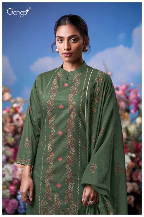 ganga -  lily 3610   ganga lily 3610 designer party wear cotton embroidred salwar kameez wholesaler 6 2025 05 21 16 54 29.jpg ganga lily 3610 designer party wear cotton embroidred salwar kameez wholesaler  Catalogue Name : 21st May 2025 Name of Product : ganga -  lily 3610  No of Design : 4 Piece (MOQ : 1 Set) Product Rate Per Piece : ₹ 1560 / Per Piece Product Full Catalogue Rate : ₹ 6240 (GST Extra) Full Catalogue Weight : 4 KG Product Type & Size: unstitched Product Details: 
					 GANGA
Presents

LILY 3610

TOP
PREMIUM COTTON PRINTED WITH HAND EMBROIDERY, HAND WORK, CROCHET LACE ON DAMAN.

воТтоМ
PREMIUM COTTON SOLID COLOR.

DUPATTA
PREMIUM PURE MAL PRINTED WITH
SOLID COLOR BORDER.

RATE:
1560/-