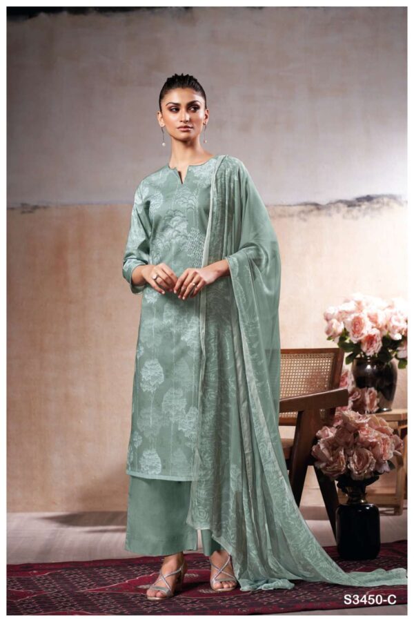 ganga -  linzy 3450   ganga linzy 3450 designer premium cotton embroidred salwar kameez wholesale price surat 0 2025 05 22 16 32 36.jpg ganga linzy 3450 designer premium cotton embroidred salwar kameez wholesale price surat  Catalogue Name : 22nd May 2025 Name of Product : ganga -  linzy 3450  No of Design : 4 Piece (MOQ : 1 Set) Product Rate Per Piece : ₹ 1525 / Per Piece Product Full Catalogue Rate : ₹ 6100 (GST Extra) Full Catalogue Weight : 4 KG Product Type & Size: unstitched Product Details: 
					 GANGA
Presents

LINZY 3450

TOP
PREMIUM COTTON PRINTED WITH HAND EMBROIDERY AND
EMBROIDERY LACE ON DAMAN

BOTTOM
PREMIUM COTTON SOLID COLOR

DUPATTA
PREMIUM PURE CHIFFON PRINTED.

RATE:
1525/-