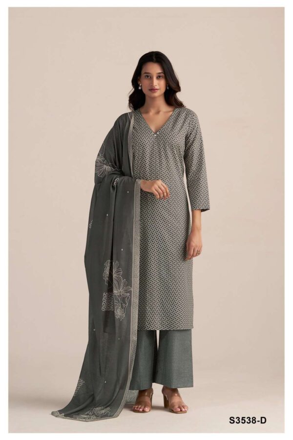 ganga - noelle 3538   ganga noelle 3538 premium cotton designer unstitched party wear salwar kameez buy wholesale surat 7 2025 04 24 11 53 58.jpg ganga noelle 3538 premium cotton designer unstitched party wear salwar kameez buy wholesale surat Catalogue Name : 23rd May 2025 Name of Product : ganga - noelle 3538  No of Design : 4 Piece (MOQ : 1 Set) Product Rate Per Piece : ₹ 1120 / Per Piece Product Full Catalogue Rate : ₹ 4480 (GST Extra) Full Catalogue Weight : 4 KG Product Type & Size: unstitched Product Details: 
					  GANGA
Presents

NOELLE 3538

TOP
PREMIUM COTTON PRINTED

BOTTOM
PREMIUM COTTON PRINTED

DUPATTA
PREMIUM COTTON MAL PRINTED

RATE
1120/-