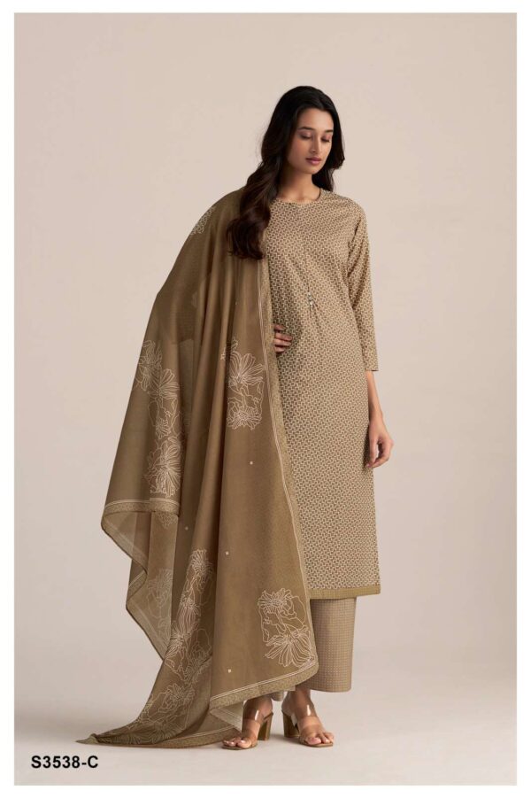 ganga - noelle 3538   ganga noelle 3538 premium cotton designer unstitched party wear salwar kameez buy wholesale surat 9 2025 04 24 11 53 58.jpg ganga noelle 3538 premium cotton designer unstitched party wear salwar kameez buy wholesale surat Catalogue Name : 23rd May 2025 Name of Product : ganga - noelle 3538  No of Design : 4 Piece (MOQ : 1 Set) Product Rate Per Piece : ₹ 1120 / Per Piece Product Full Catalogue Rate : ₹ 4480 (GST Extra) Full Catalogue Weight : 4 KG Product Type & Size: unstitched Product Details: 
					  GANGA
Presents

NOELLE 3538

TOP
PREMIUM COTTON PRINTED

BOTTOM
PREMIUM COTTON PRINTED

DUPATTA
PREMIUM COTTON MAL PRINTED

RATE
1120/-