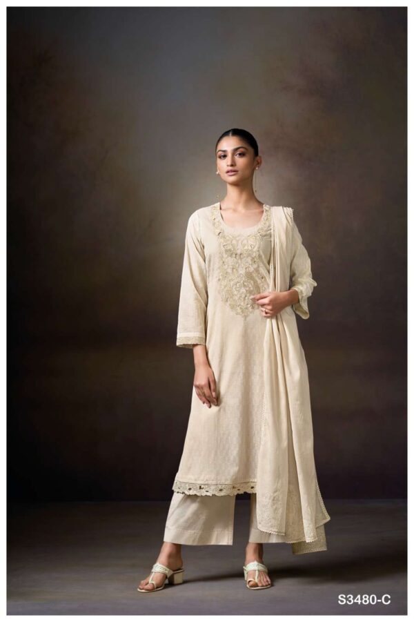 ganga - princy 3480   ganga princy 3480 pure mal fancy handwork with digital printed salwar suit supplier 2 2025 05 30 11 52 56.jpg ganga princy 3480 pure mal fancy handwork with digital printed salwar suit supplier  Catalogue Name : 30th May 2025 Name of Product : ganga - princy 3480  No of Design : 3 Piece (MOQ : 1 Set) Product Rate Per Piece : ₹ 1965 / Per Piece Product Full Catalogue Rate : ₹ 5895 (GST Extra) Full Catalogue Weight : 3 KG Product Type & Size: unstitched Product Details: 
					 GANGA
Presents

PRINCY 3480

TOP
PREMIUM PURE MAL PRINTED WITH EMBROIDERY, HAND WORK, EMBROIDERY LACE ON DAMAN & SLEEVES.

воТТОМ
PREMIUM COTTON SOLID COLOR

DUPATTA
PREMIUM PURE MAL PRINTED WITH CROCHET LACE BORDER.

RATE:
1965/-