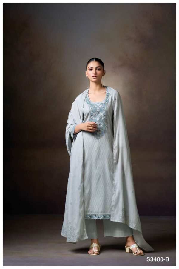 ganga - princy 3480   ganga princy 3480 pure mal fancy handwork with digital printed salwar suit supplier 6 2025 05 30 11 52 56.jpg ganga princy 3480 pure mal fancy handwork with digital printed salwar suit supplier  Catalogue Name : 30th May 2025 Name of Product : ganga - princy 3480  No of Design : 3 Piece (MOQ : 1 Set) Product Rate Per Piece : ₹ 1965 / Per Piece Product Full Catalogue Rate : ₹ 5895 (GST Extra) Full Catalogue Weight : 3 KG Product Type & Size: unstitched Product Details: 
					 GANGA
Presents

PRINCY 3480

TOP
PREMIUM PURE MAL PRINTED WITH EMBROIDERY, HAND WORK, EMBROIDERY LACE ON DAMAN & SLEEVES.

воТТОМ
PREMIUM COTTON SOLID COLOR

DUPATTA
PREMIUM PURE MAL PRINTED WITH CROCHET LACE BORDER.

RATE:
1965/-