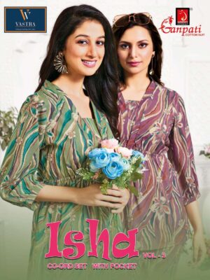 ganpati cotton suits - isha vol-3   ganpati isha vol 3 rayon summer wear readymade cord set collection wholesale dealer surat 2025 05 23.jpeg