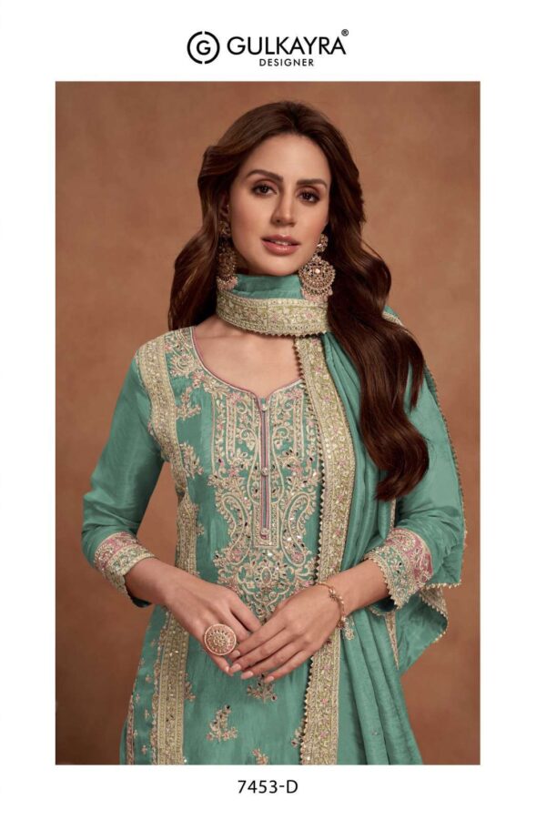 gulkarya designer - nazia colors   gulkayra designer nazia heavy embroidered stitched party wear salwar kameez online surat 1 2025 05 21 12 40 02.jpg gulkayra designer nazia heavy embroidered stitched party wear salwar kameez online surat Catalogue Name : 21st May 2025 Name of Product : gulkarya designer - nazia colors  No of Design : 1 Piece (MOQ : 1 Set) Product Rate Per Piece : ₹ 2895 / Per Piece Product Full Catalogue Rate : ₹ 2895 (GST Extra) Full Catalogue Weight : 1 KG Product Type & Size: FREE SIZE Product Details: 
					 Gulkayra Designer 
Present New Catlog ..!!

*NAZIA GOLD*

Fabric Detail..!!
ToP - Real Simar Silk 
Dupatta - Real Simar Silk 
Plazoo - Real Simar Silk 

Rate - 2895/-
Note - Free Size stitched 
*Embroidery Work Only*

Limited Stock..!!
Book Your Order Fast ..!!

READY TO SHIP