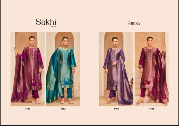ibiza - sakhi vol-7   ibiza sakhi vol 7 1491 1495 series banglory silk with embroidery work festival wear salwar kameez wholesale surat 4 2025 05 24 12 45 08.jpg ibiza sakhi vol-7 1491-1495 series banglory silk with embroidery work festival wear salwar kameez wholesale surat Catalogue Name : 24th May 2025 Name of Product : ibiza - sakhi vol-7  No of Design : 4 Piece (MOQ : 1 Set) Product Rate Per Piece : ₹ 1795 / Per Piece Product Full Catalogue Rate : ₹ 7180 (GST Extra) Full Catalogue Weight : 4 KG Product Type & Size: unstitched Product Details: 
					 IBIZA

               NEW SERIES     
      (FOUR PIECES POSTER) 

            SAKHI VOL-7

            Fabric Details

Top:-PURE BANGLORY SILK JACQUARD WITH EMBROIDERY WORK
 
Dupatta:-PURE BANGLORY SILK JACQUARD

Bottom:-PURE SANTOON

Designs:-4 PCS

Rate:-1795

Regards
IBIZA LIFESTYLE