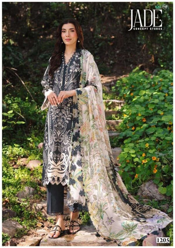 jade - bin saeed vol-12   jade bin saeed vol 12 1201 1206 series exclusive designer unstitched pakistani wear salwar kameez online surat 1 2025 05 23 12 13 14.jpg jade bin saeed vol-12 1201-1206 series exclusive designer unstitched pakistani wear salwar kameez online surat Catalogue Name : 23rd May 2025 Name of Product : jade - bin saeed vol-12  No of Design : 6 Piece (MOQ : 1 Set) Product Rate Per Piece : ₹ 395 / Per Piece Product Full Catalogue Rate : ₹ 2370 (GST Extra) Full Catalogue Weight : 6 KG Product Type & Size: unstitched Product Details: 
					 JADE CONCEPT STORE BRAND

TODAY LAUNCHING THE GREAT STYLE  THE GIRL SHOULD BE TWO THINGS CLASSY AND FABULOUS.  SEASON'S FASHION STYLE   LUXURIOUS BEAUTIFUL CONCEPT 

JADE CONCEPT STORE BIN SAEED HEAVY LUXURY VOL.12

ALHUMDULLIAH THE BEST BEAUTY GROOMING ESSENTIAL FIT NESS TRENDS, THE BEST WAYS TO PREPARE YOURSELF FOR THE SEASON STYLE     WITH BEAUTIFUL  DESIGNS STANDARD QUALITY FABRICS 

TOP PURE HEAVY LAWN COTTON  2.50 MTR

BOTTOM PURE HEAVY LAWN COTTON 2.00 MTR

DUPATTA PURE COTTON 2.25 MTR

Design 06

PRICE - 395+GST

EXCLUSIVE BAG PACKING

FABRICS USED FOR BEST QUALITY RESULTS