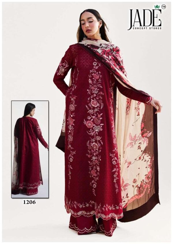 jade - bin saeed vol-12   jade bin saeed vol 12 1201 1206 series exclusive designer unstitched pakistani wear salwar kameez online surat 3 2025 05 23 12 13 14.jpg jade bin saeed vol-12 1201-1206 series exclusive designer unstitched pakistani wear salwar kameez online surat Catalogue Name : 23rd May 2025 Name of Product : jade - bin saeed vol-12  No of Design : 6 Piece (MOQ : 1 Set) Product Rate Per Piece : ₹ 395 / Per Piece Product Full Catalogue Rate : ₹ 2370 (GST Extra) Full Catalogue Weight : 6 KG Product Type & Size: unstitched Product Details: 
					 JADE CONCEPT STORE BRAND

TODAY LAUNCHING THE GREAT STYLE  THE GIRL SHOULD BE TWO THINGS CLASSY AND FABULOUS.  SEASON'S FASHION STYLE   LUXURIOUS BEAUTIFUL CONCEPT 

JADE CONCEPT STORE BIN SAEED HEAVY LUXURY VOL.12

ALHUMDULLIAH THE BEST BEAUTY GROOMING ESSENTIAL FIT NESS TRENDS, THE BEST WAYS TO PREPARE YOURSELF FOR THE SEASON STYLE     WITH BEAUTIFUL  DESIGNS STANDARD QUALITY FABRICS 

TOP PURE HEAVY LAWN COTTON  2.50 MTR

BOTTOM PURE HEAVY LAWN COTTON 2.00 MTR

DUPATTA PURE COTTON 2.25 MTR

Design 06

PRICE - 395+GST

EXCLUSIVE BAG PACKING

FABRICS USED FOR BEST QUALITY RESULTS