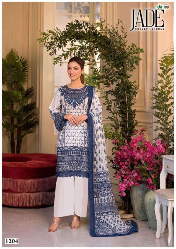 jade - bin saeed vol-12   jade bin saeed vol 12 1201 1206 series exclusive designer unstitched pakistani wear salwar kameez online surat 5 2025 05 23 12 13 14.jpg jade bin saeed vol-12 1201-1206 series exclusive designer unstitched pakistani wear salwar kameez online surat Catalogue Name : 23rd May 2025 Name of Product : jade - bin saeed vol-12  No of Design : 6 Piece (MOQ : 1 Set) Product Rate Per Piece : ₹ 395 / Per Piece Product Full Catalogue Rate : ₹ 2370 (GST Extra) Full Catalogue Weight : 6 KG Product Type & Size: unstitched Product Details: 
					 JADE CONCEPT STORE BRAND

TODAY LAUNCHING THE GREAT STYLE  THE GIRL SHOULD BE TWO THINGS CLASSY AND FABULOUS.  SEASON'S FASHION STYLE   LUXURIOUS BEAUTIFUL CONCEPT 

JADE CONCEPT STORE BIN SAEED HEAVY LUXURY VOL.12

ALHUMDULLIAH THE BEST BEAUTY GROOMING ESSENTIAL FIT NESS TRENDS, THE BEST WAYS TO PREPARE YOURSELF FOR THE SEASON STYLE     WITH BEAUTIFUL  DESIGNS STANDARD QUALITY FABRICS 

TOP PURE HEAVY LAWN COTTON  2.50 MTR

BOTTOM PURE HEAVY LAWN COTTON 2.00 MTR

DUPATTA PURE COTTON 2.25 MTR

Design 06

PRICE - 395+GST

EXCLUSIVE BAG PACKING

FABRICS USED FOR BEST QUALITY RESULTS