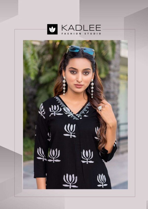 kadlee - preetkala   kadlee preetkala 2001 2006 series rayon print with handwork casual wear readymade collection wholesale surat 2 2025 05 26 14 09 18.jpg kadlee preetkala 2001-2006 series rayon print with handwork casual wear readymade collection wholesale surat Catalogue Name : 26th May 2025 Name of Product : kadlee - preetkala  No of Design : 6 Piece (MOQ : 1 Set) Product Rate Per Piece : ₹ 695 / Per Piece Product Full Catalogue Rate : ₹ 4170 (GST Extra) Full Catalogue Weight : 6 KG Product Type & Size: S | M | L | XL | XXL | XXXL Product Details: 
					 Label : KADLEE
Catalog : Preetkala

Design : 6
Top  : Rayon Print
Work : Hand work
Bottom : Rayon
Size :  S(36), M(38), L(40), XL(42), XXL(44), 3XL(46)

Rate : Rs 695/ Pic + GST

Dispatch with in 3-4 days