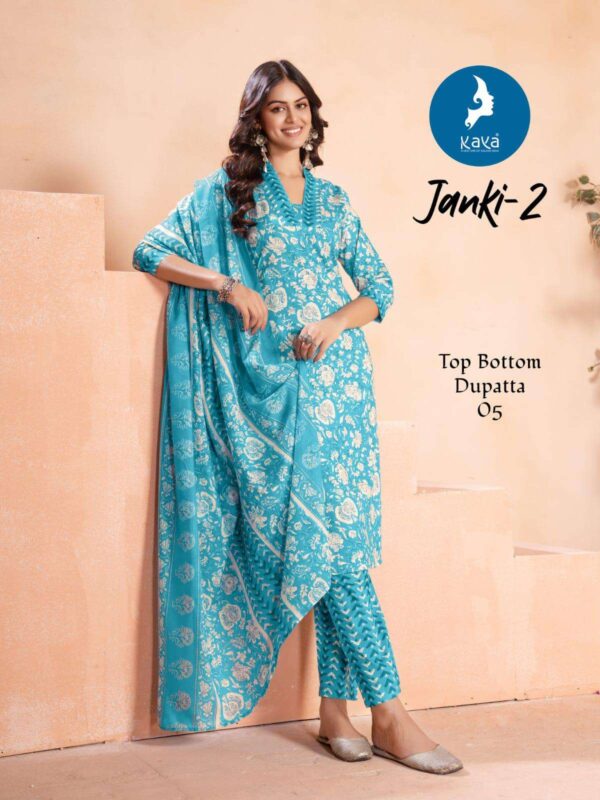 kaya - janki vol-2   kaya janki vol 2 latest designer summer wear readymade salwar kameez wholesaler surat 6 2025 05 31 12 33 30.jpg kaya janki vol-2 latest designer summer wear readymade salwar kameez wholesaler surat Catalogue Name : 31st May 2025 Name of Product : kaya - janki vol-2  No of Design : 6 Piece (MOQ : 1 Set) Product Rate Per Piece : ₹ 570 / Per Piece Product Full Catalogue Rate : ₹ 3420 (GST Extra) Full Catalogue Weight : 6 KG Product Type & Size: M | L | XL | XXL | XXXL Product Details: 
					 DEAR CUSTOMERS

Greeting from KAYA KURTI
(3 PIECE CATALOGUE) 

 JANKI-2 
 
 3 PIECE CONCEPT WITH STRAIGHT CUT

TOP:COTTON PRINT

BOTTOM:COTTON PRINT

DUPATTA:COTTON PRINT

SUPER QUALITY FABRICS 
BEST DESIGNS 
LATEST COLOUR
RICH COMBINATION 
BEST IN RATE
RATE:- 570+Gst
 SIZES:- M L XL 2XL 3XL

:BAG PACKING 
hurry !!!book NOW 
 Limited Editions
 delivery: READY

BOOK YOUR ORDER NOW

ALWAYS WITH YOU
TEAM KAYA
