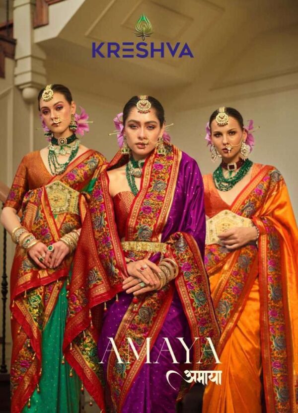 kreshva - amaya   kreshva amaya 445 453 series banarasi silk designer party wear saree buy wholesale surat 2025 05 19.jpeg