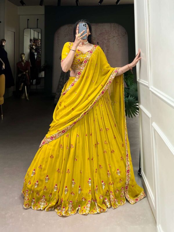 lnb - pritisha   lnb pritisha georgette designer haldi fumction special semi stitched lehenga buy wholesale dealer surat 2 2025 05 07 12 49 26.jpg lnb pritisha georgette designer haldi fumction special semi stitched lehenga buy wholesale dealer surat Catalogue Name : 22nd May 2025 Name of Product : lnb - pritisha  No of Design : 1 Piece (MOQ : 1 Set) Product Rate Per Piece : ₹ 1750 / Per Piece Product Full Catalogue Rate : ₹ 1750 (GST Extra) Full Catalogue Weight : 1.25 KG Product Type & Size: semi stitched Product Details: 
					 Wedding Collection 2025

Haldi Hues , Happy Hearts 

Catalogue : PRITISHA

LNB1417MST

Lehenga (Stitched)
Lehenga Fabric : Georgette
Lehenga work : Sequins and Thread Embroidery Work 
Lehenga Waist : SUPPORTED UP TO 42
Lehenga Closer : Drawstring with Zip 
Stitching : Stitched With Canvas and Can Can 
Length : 41
Flair : 3.50 Meter
Inner : Silk

Blouse (Unstitched)
Blouse Fabric : Georgette 
Blouse Work : Sequins and Thread Embroidery Work 
Blouse Length : 1 Meter 

Dupatta
Dupatta Fabric : Georgette 
Dupatta Work : Sequins and Thread Embroidery Work
Dupatta Length : 2.5 Meter

Package Contain* : Lehenga, Dupatta, Blouse, Drawstring, Zip

Weight : 1.250 Kg

Price : 1750
 