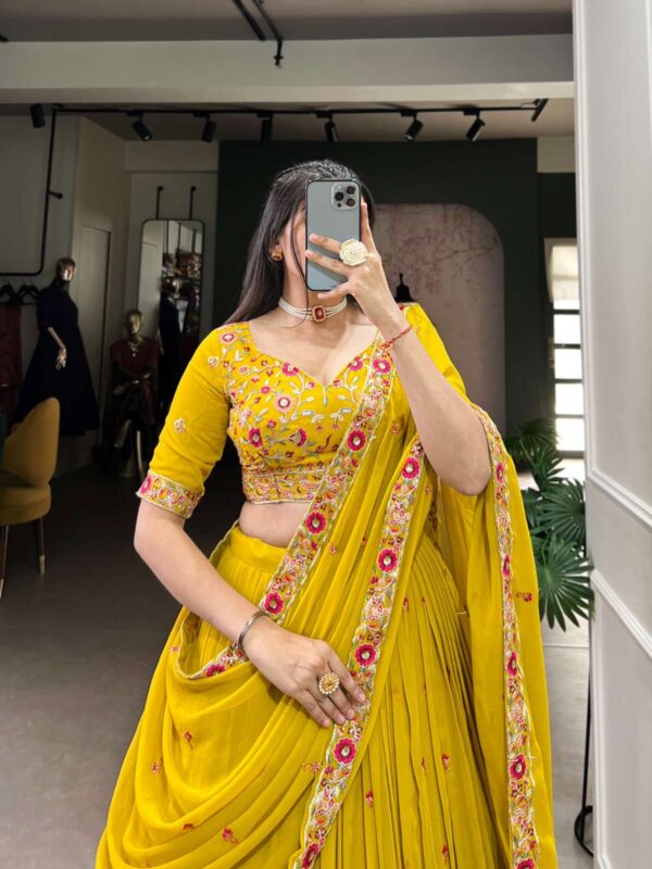 lnb - pritisha   lnb pritisha georgette designer haldi fumction special semi stitched lehenga buy wholesale dealer surat 3 2025 05 07 12 49 26.jpg lnb pritisha georgette designer haldi fumction special semi stitched lehenga buy wholesale dealer surat Catalogue Name : 22nd May 2025 Name of Product : lnb - pritisha  No of Design : 1 Piece (MOQ : 1 Set) Product Rate Per Piece : ₹ 1750 / Per Piece Product Full Catalogue Rate : ₹ 1750 (GST Extra) Full Catalogue Weight : 1.25 KG Product Type & Size: semi stitched Product Details: 
					 Wedding Collection 2025

Haldi Hues , Happy Hearts 

Catalogue : PRITISHA

LNB1417MST

Lehenga (Stitched)
Lehenga Fabric : Georgette
Lehenga work : Sequins and Thread Embroidery Work 
Lehenga Waist : SUPPORTED UP TO 42
Lehenga Closer : Drawstring with Zip 
Stitching : Stitched With Canvas and Can Can 
Length : 41
Flair : 3.50 Meter
Inner : Silk

Blouse (Unstitched)
Blouse Fabric : Georgette 
Blouse Work : Sequins and Thread Embroidery Work 
Blouse Length : 1 Meter 

Dupatta
Dupatta Fabric : Georgette 
Dupatta Work : Sequins and Thread Embroidery Work
Dupatta Length : 2.5 Meter

Package Contain* : Lehenga, Dupatta, Blouse, Drawstring, Zip

Weight : 1.250 Kg

Price : 1750
 