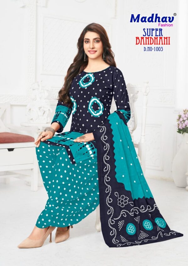 Madhav Super Bandhani Vol-1 series 1001-1005 Pure Cotton wholesale suit  Madhav Super Bandhani Vol-1 series 1001-1005 Pure Cotton wholesale suit , Madhav Super Bandhani Vol-1 series 1001-1005 Pure Cotton wholesale suit  surat, Madhav Super Bandhani Vol-1 series 1001-1005 Pure Cotton wholesale suit  new latest catalog, Madhav Super Bandhani Vol-1 series 1001-1005 Pure Cotton wholesale suit  wholesale surat, Madhav Super Bandhani Vol-1 series 1001-1005 Pure Cotton wholesale suit  single, Madhav Super Bandhani Vol-1 series 1001-1005 Pure Cotton wholesale suit  catalog price, Madhav Super Bandhani Vol-1 series 1001-1005 Pure Cotton wholesale suit  salwar suit, Madhav Super Bandhani Vol-1 series 1001-1005 Pure Cotton wholesale suit  dresses, Madhav Super Bandhani Vol-1 series 1001-1005 Pure Cotton wholesale suit  indian salwar suit, Madhav Super Bandhani Vol-1 series 1001-1005 Pure Cotton wholesale suit  dress material madhav super bandhani vol 1 series 1001 1005 pure cotton wholesale suit 3 2025 04 30 16 06 52 
                     Madhav Super Bandhani Vol-1 series 1001-1005 Pure Cotton wholesale suit 
                     
                     
                     
                     Specification :
                     
                        
                           
						   
								Product Date:
								30-04-2025
							
                             							
								Name:
								Madhav Super Bandhani Vol-1 Series 1001-1005 Pure Cotton Wholesale Suit 
							
																					
								Cname:
								Super Bandhani Vol-1 
							
														
								Brand:
								Madhav Fashion
							
							
														
								Total Design:
								5 Pcs
							
														
														
								Per Piece Rate:
								INR 380
							
														
														
								Full Catalog Rate:
								INR 1900								+ (5 % GST) + Shipping Charge
								
							
														
														
								Weight:
								5 Kg
							
																					
								Moq:
								Minimum 5 Pcs
							
														
														
														
								Type:
								Cotton Ladies Suits, Printed Salwar Kameez, Patiyala Salwar Kameez
							
														
							
							
														
								Fabric:
								
									Pure Cotton								
							
																																																								
														
														
														
								Other Details:
								Catalog    Madhav Super Bandhani Vol-1 – Dress Material
Pcs    5
AVG. Price    380
Full Price    1900
Full Price With Gst    1995
Size    Unstitched,
Fabric    Pure Cotton
Initial Delivery    4 – 5 Working Days
Availability    Ready to Ship
Other Details    
Top – Heavy 160 Gm. Quality Cotton Printed | Cut:- 2.40 Mtrs
Bottom – Pure Cotton Printed | Cut:- 2.00 Mtrs
Dupatta – Mal Mal Cotton Printed Dupatta – 2.25 Mtrs