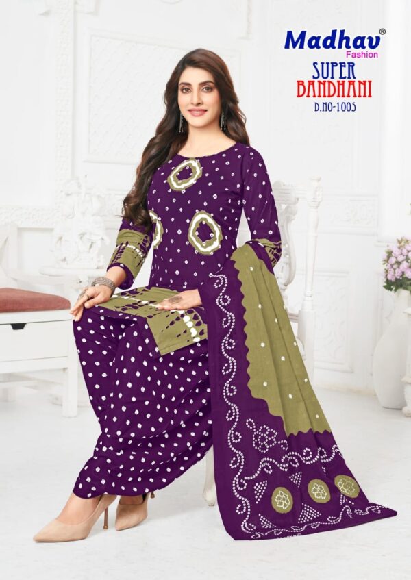 Madhav Super Bandhani Vol-1 series 1001-1005 Pure Cotton wholesale suit  Madhav Super Bandhani Vol-1 series 1001-1005 Pure Cotton wholesale suit , Madhav Super Bandhani Vol-1 series 1001-1005 Pure Cotton wholesale suit  surat, Madhav Super Bandhani Vol-1 series 1001-1005 Pure Cotton wholesale suit  new latest catalog, Madhav Super Bandhani Vol-1 series 1001-1005 Pure Cotton wholesale suit  wholesale surat, Madhav Super Bandhani Vol-1 series 1001-1005 Pure Cotton wholesale suit  single, Madhav Super Bandhani Vol-1 series 1001-1005 Pure Cotton wholesale suit  catalog price, Madhav Super Bandhani Vol-1 series 1001-1005 Pure Cotton wholesale suit  salwar suit, Madhav Super Bandhani Vol-1 series 1001-1005 Pure Cotton wholesale suit  dresses, Madhav Super Bandhani Vol-1 series 1001-1005 Pure Cotton wholesale suit  indian salwar suit, Madhav Super Bandhani Vol-1 series 1001-1005 Pure Cotton wholesale suit  dress material madhav super bandhani vol 1 series 1001 1005 pure cotton wholesale suit 5 2025 04 30 16 06 52 
                     Madhav Super Bandhani Vol-1 series 1001-1005 Pure Cotton wholesale suit 
                     
                     
                     
                     Specification :
                     
                        
                           
						   
								Product Date:
								30-04-2025
							
                             							
								Name:
								Madhav Super Bandhani Vol-1 Series 1001-1005 Pure Cotton Wholesale Suit 
							
																					
								Cname:
								Super Bandhani Vol-1 
							
														
								Brand:
								Madhav Fashion
							
							
														
								Total Design:
								5 Pcs
							
														
														
								Per Piece Rate:
								INR 380
							
														
														
								Full Catalog Rate:
								INR 1900								+ (5 % GST) + Shipping Charge
								
							
														
														
								Weight:
								5 Kg
							
																					
								Moq:
								Minimum 5 Pcs
							
														
														
														
								Type:
								Cotton Ladies Suits, Printed Salwar Kameez, Patiyala Salwar Kameez
							
														
							
							
														
								Fabric:
								
									Pure Cotton								
							
																																																								
														
														
														
								Other Details:
								Catalog    Madhav Super Bandhani Vol-1 – Dress Material
Pcs    5
AVG. Price    380
Full Price    1900
Full Price With Gst    1995
Size    Unstitched,
Fabric    Pure Cotton
Initial Delivery    4 – 5 Working Days
Availability    Ready to Ship
Other Details    
Top – Heavy 160 Gm. Quality Cotton Printed | Cut:- 2.40 Mtrs
Bottom – Pure Cotton Printed | Cut:- 2.00 Mtrs
Dupatta – Mal Mal Cotton Printed Dupatta – 2.25 Mtrs