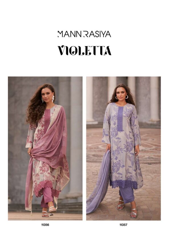 mannrasiya - violetta   mannrasiya violetta 11354 11355 series pure model muslin silk party where salwar kameez wholesale price surat india 6 2025 02 22 15 27 15.jpg mannrasiya violetta 11354-11355 series pure model muslin silk party where salwar kameez wholesale price surat india  Catalogue Name : 26th May 2025 Name of Product : mannrasiya - violetta  No of Design : 4 Piece (MOQ : 1 Set) Product Rate Per Piece : ₹ 1395 / Per Piece Product Full Catalogue Rate : ₹ 5580 (GST Extra) Full Catalogue Weight : 4 KG Product Type & Size: unstitched Product Details: 
					 MANNRASIYA


   Hello Dear customer
We are Launching A New Festive Collction 


              VIOLETTA

 
             Fabric Details 

Top Pure Modal Musline Silk Digital print With Fency Work

Bottom Pure Musline Solid

Dupatta: Pure Musline Digital Print

Designs: 4 PCS

PRICE :-395/- + GST

Book your order fast 